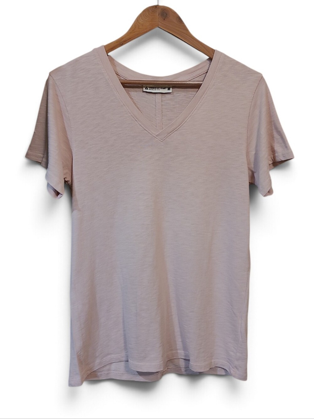 Women's American Giant Premium V-Neck 100% Supima Cotton Medium Light Pink